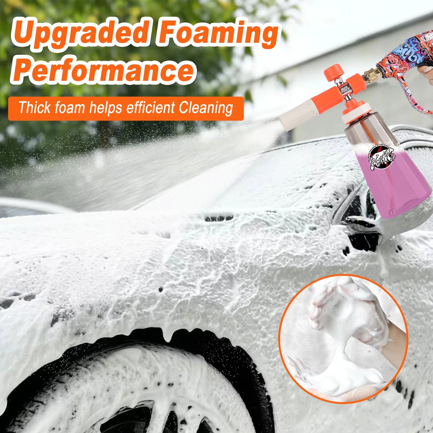 Orange Upgraded Pressure Washer Foam Cannon - 1/4” Quick Connect