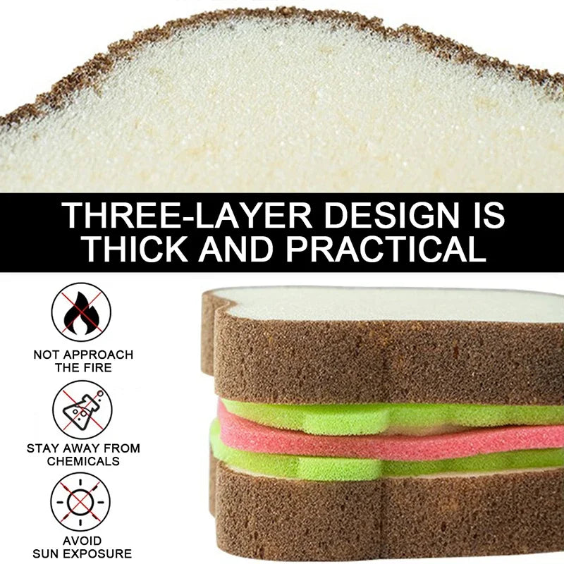 Cute BLT Sandwich Shaped Sponges Washable Scrubber Kitchen Cleaning Sponge