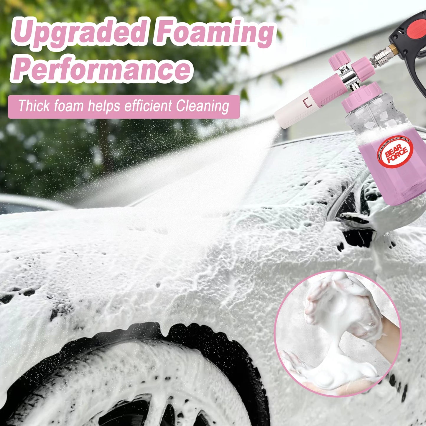 Pink Pressure Washer Foam Cannon - 1/4” Quick Connect