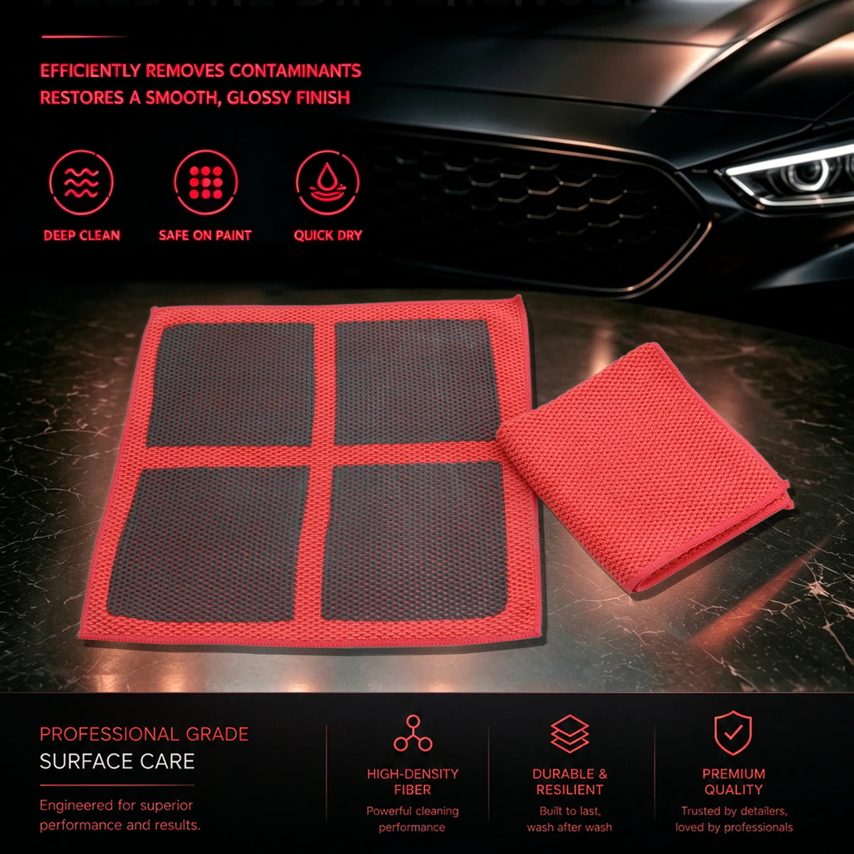 v3.0 Quad Folding Perforated Clay Decontamination Towels | Fine Grade Auto Detailing Clay Bar Towel