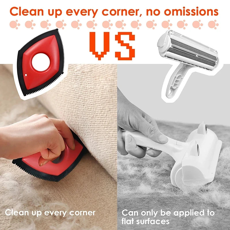 4 Sided Reusable Pet Hair Removal Tool Brush - Rubberized Diamond Comb