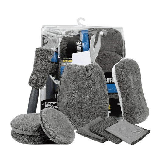 9-Piece Microfiber Car Wash Media Kit - Car Detailing Tools Set with Tire Brush, Wash Sponge, Microfiber Mitt ShineShop.xyz.