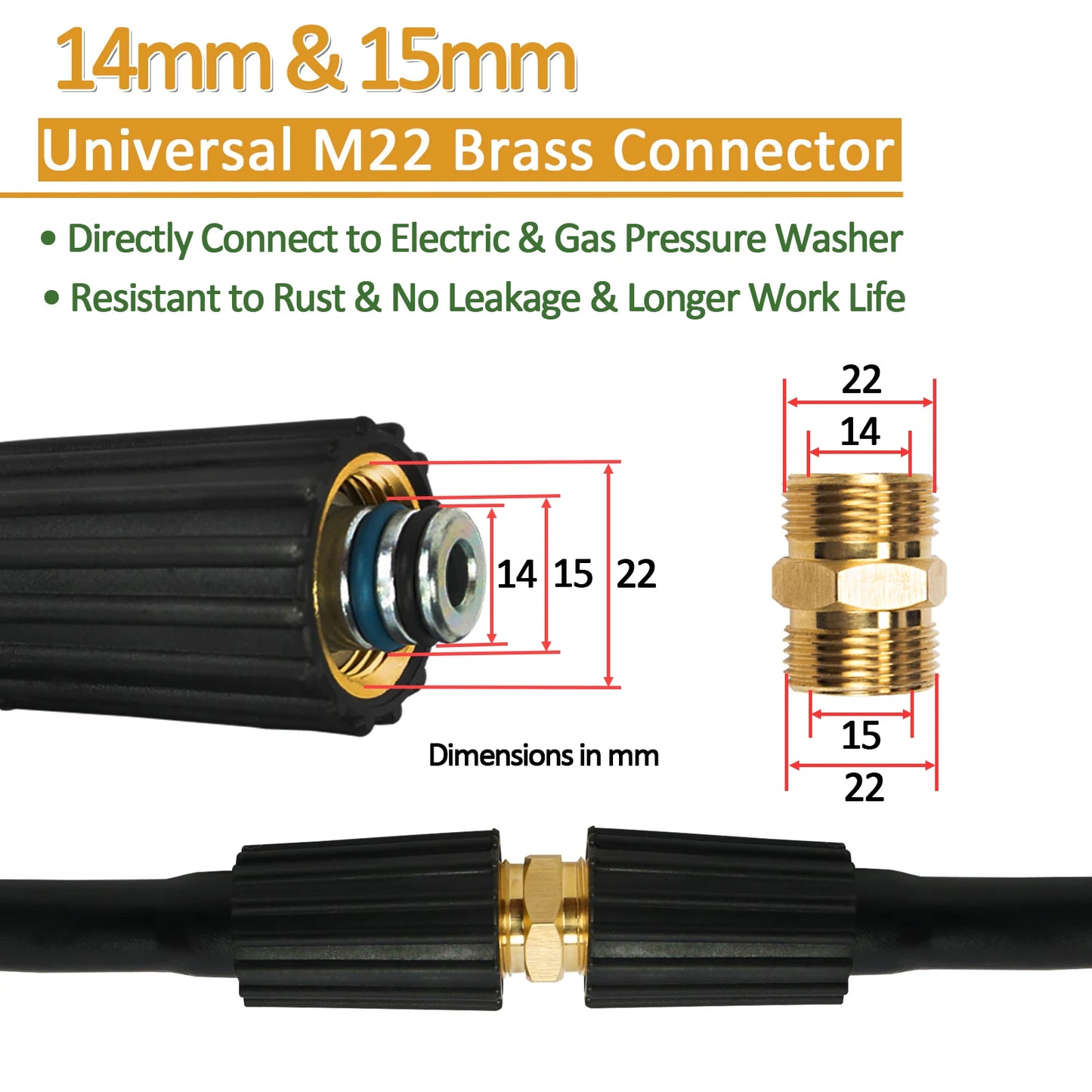 Kink Resistant 3200PSI Pressure Washer Hose Extension