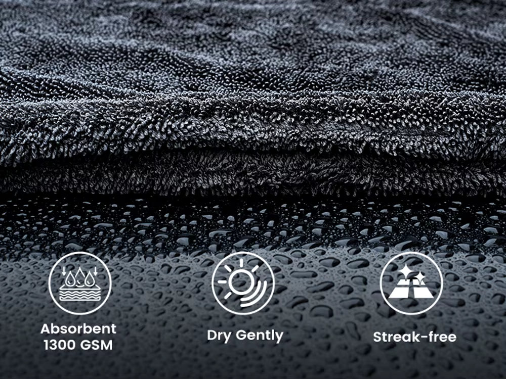 1300gsm Microfiber Drying Blanket AUTOBRIGHT Twist-Loop Edgeless Towel ShineShop.xyz.