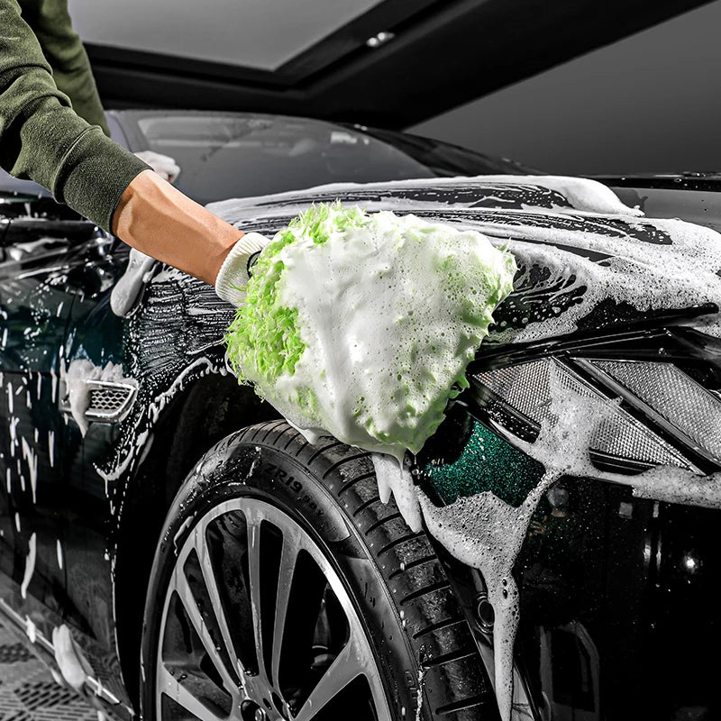 Green Composite Microfiber Car Wash Glove