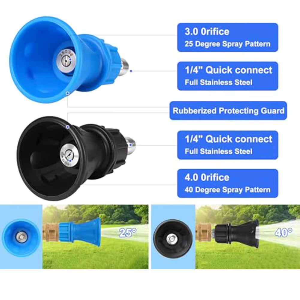 2pc. Soft Touch Rubberized Stainless Steel Pressure Washer Nozzle Spray Set ShineShop.xyz.