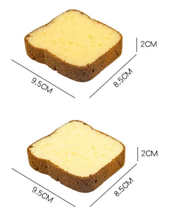 2pcs Cute Bread Shaped Kitchen Sponge Set - Toast Dishwashing Scrub Pads