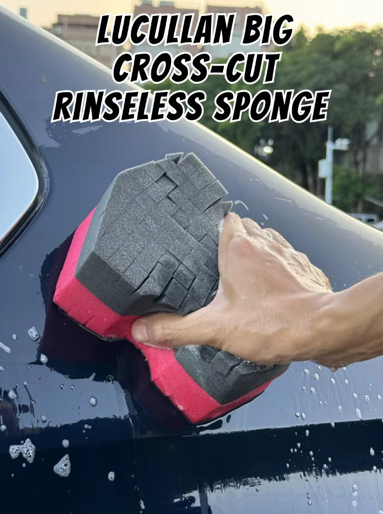 Big Grid 2.0 Double Side Cross-Cut Sponge - Better Grip and Access Tight Spaces for Rinse-less Car Wash