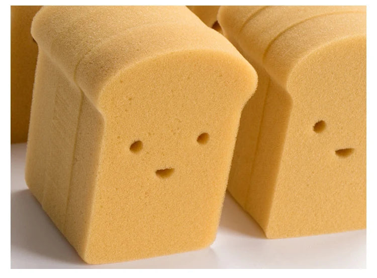 12pcs Smiley Bread Shaped Sponges, Innovative Dishwashing Pad Reusable Japanese Toast Kitchen Sponge