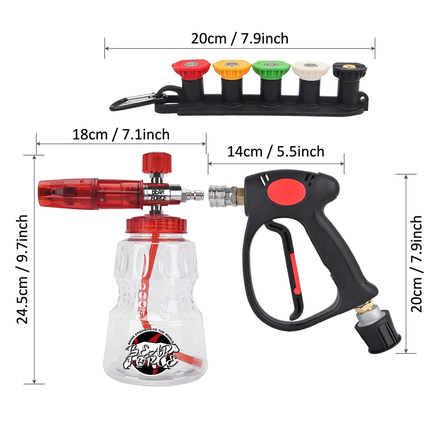 Premium Foam Cannon + Swiveling Stubby Sprayer Pistol Combo