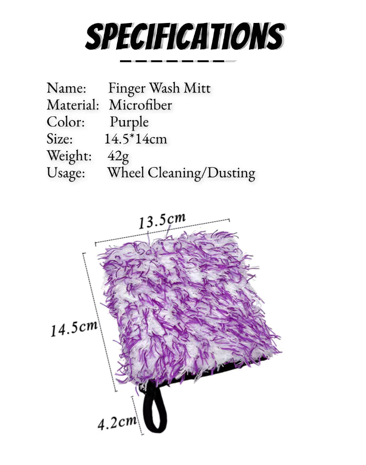 Lucullan Ultra Plush Mitt Set - Purple Car Detailing Microfiber Accessories for Wheels, Grills, Paint and Tight Areas