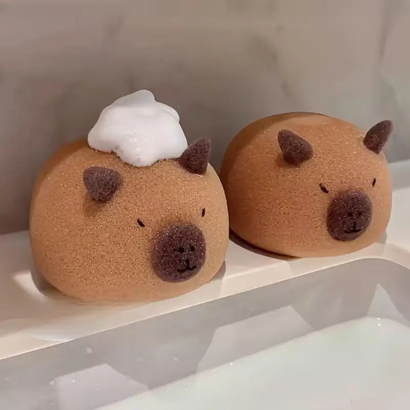 Capybara Cute Gentle Exfoliating Massage Cleaning Bath Sponge Ball Soft Foaming Scrubber
