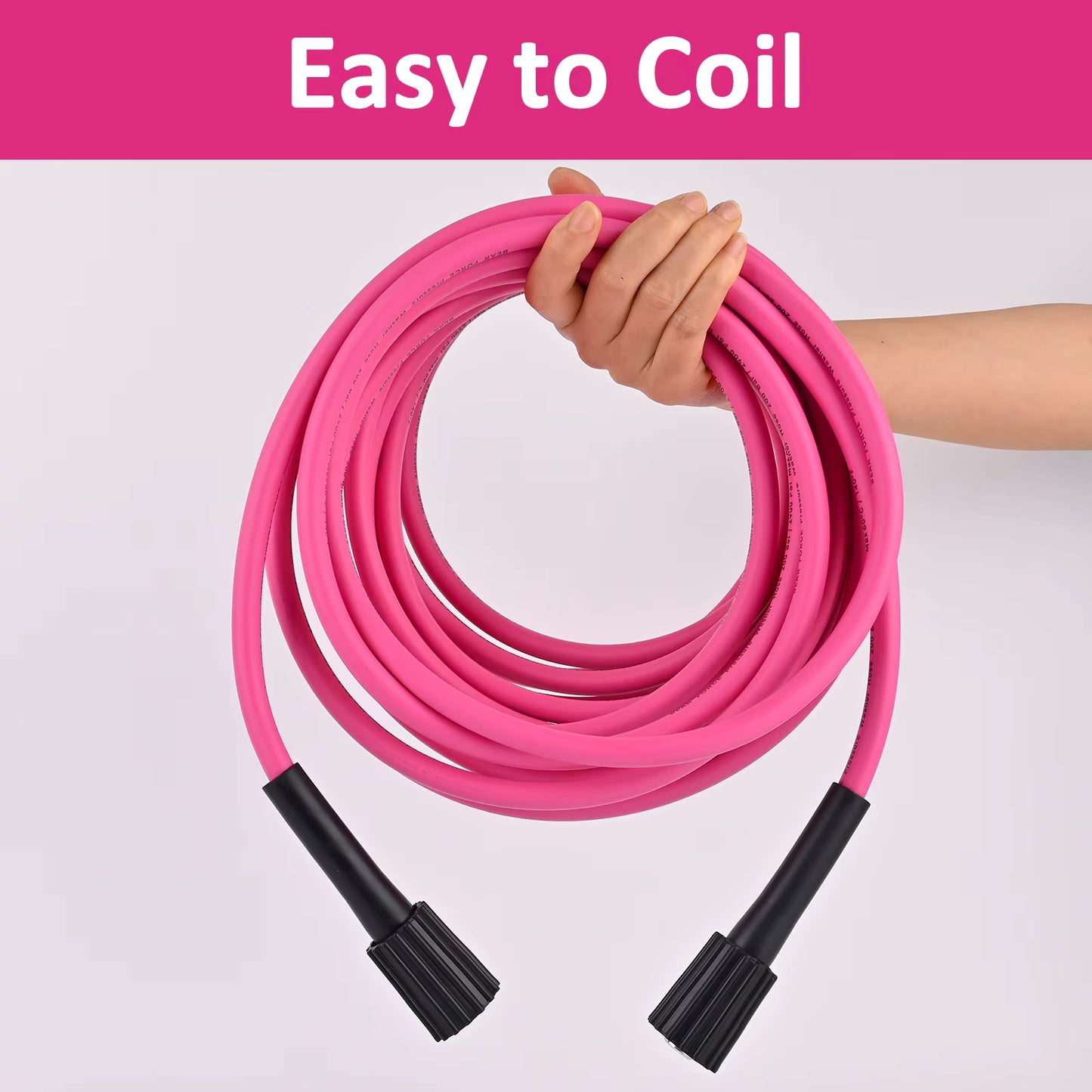 2900PSI Super Flexible Hot Pink Pressure Washer Hose Kink Resistant Extension M22 ShineShop.xyz.