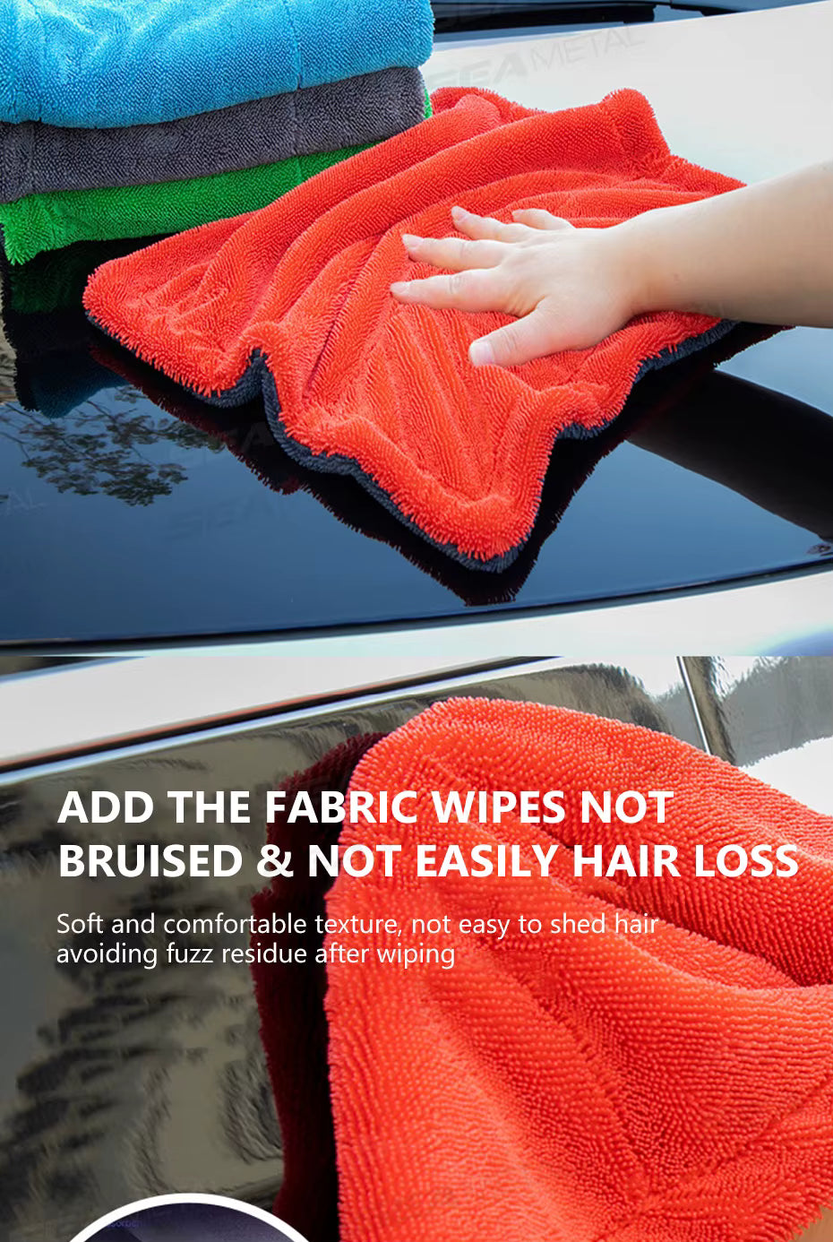 SEAMETAL High-end Microfiber Drying Blanket 1200GSM High Water Absorption Car Wash Towel ShineShop.xyz.