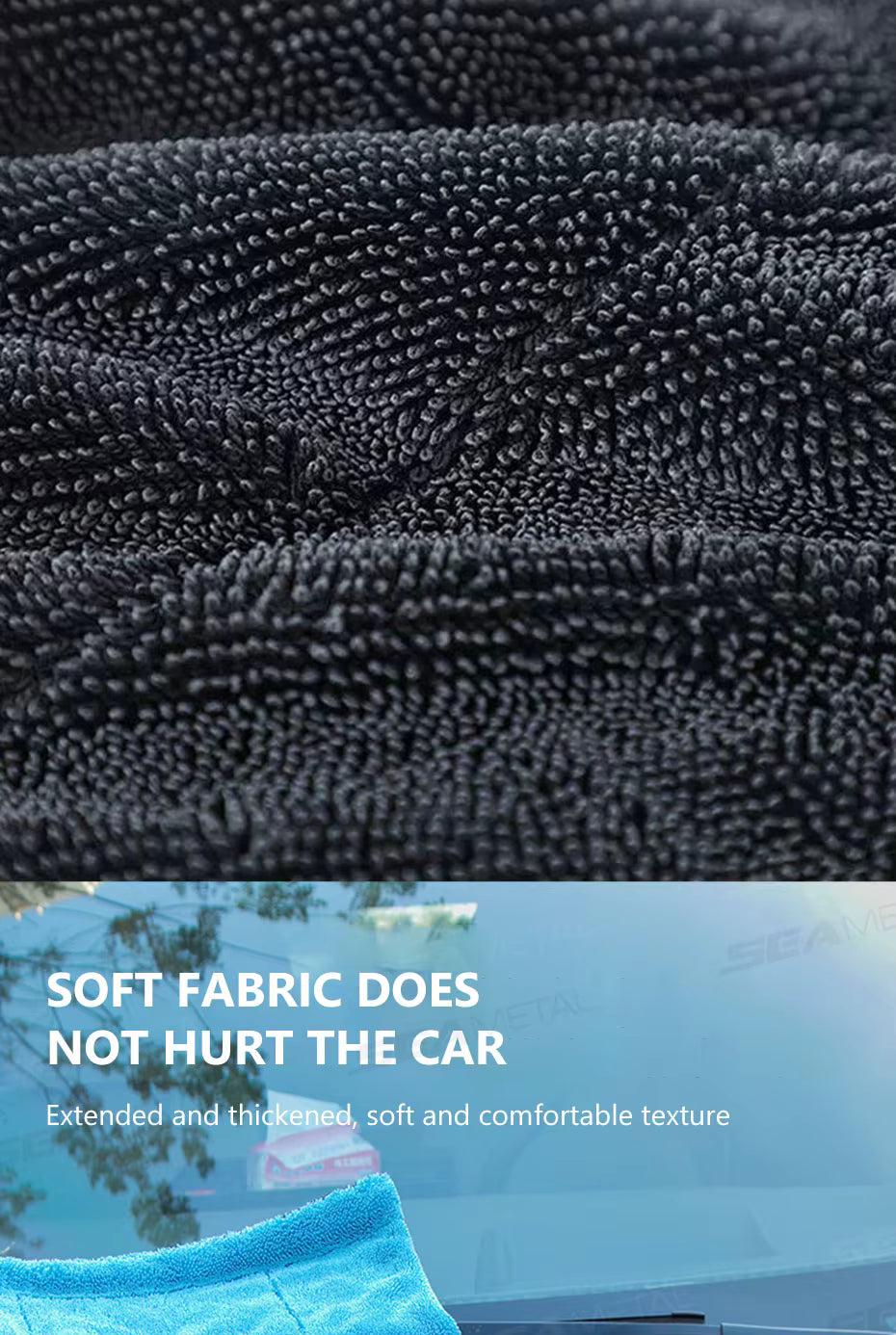 SEAMETAL High-end Microfiber Drying Blanket 1200GSM High Water Absorption Car Wash Towel ShineShop.xyz.