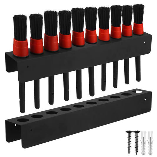 Detailing Brush Holder - 10 Holes Steel Car Cleaning Wall Mounted Organizer Tool Storage Rack ShineShop.xyz.