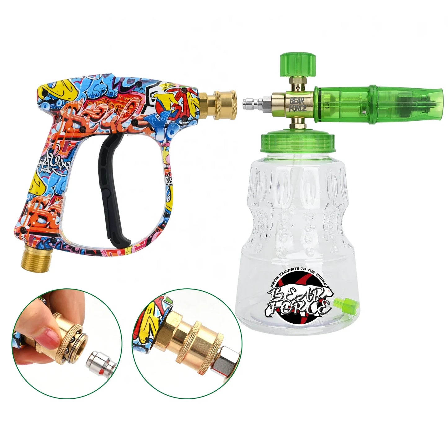 Green Foam Cannon + Graffiti Stubby Sprayer Pistol Combo