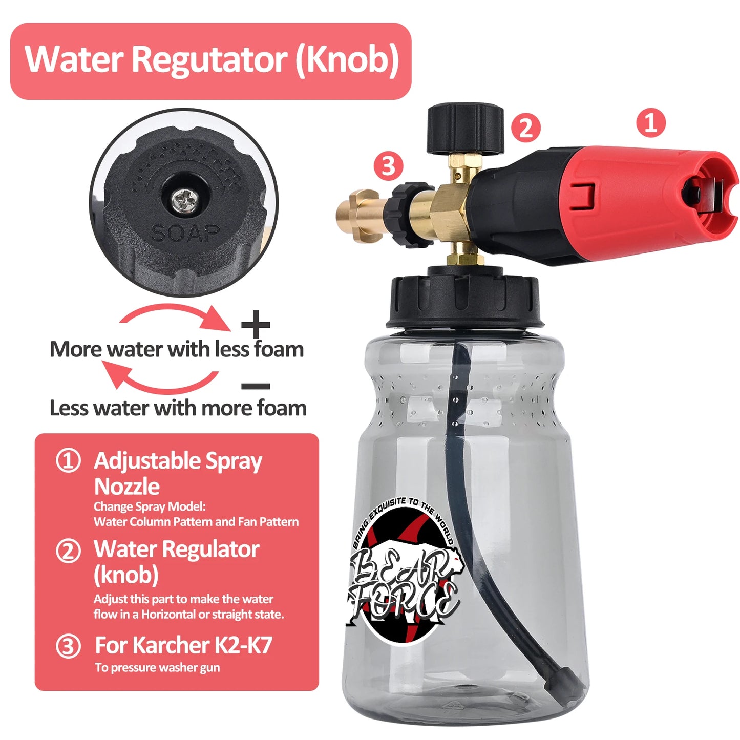 Brass Foam Cannon with 1/4” Quick Connector for Portland Husky Ryobi Greenwork