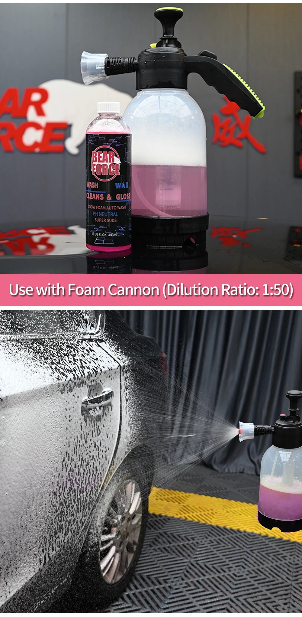 Cherry Snow Foam Car Wash & Wax Shampoo - Ideal for Foam Cannons or Bucket Washes