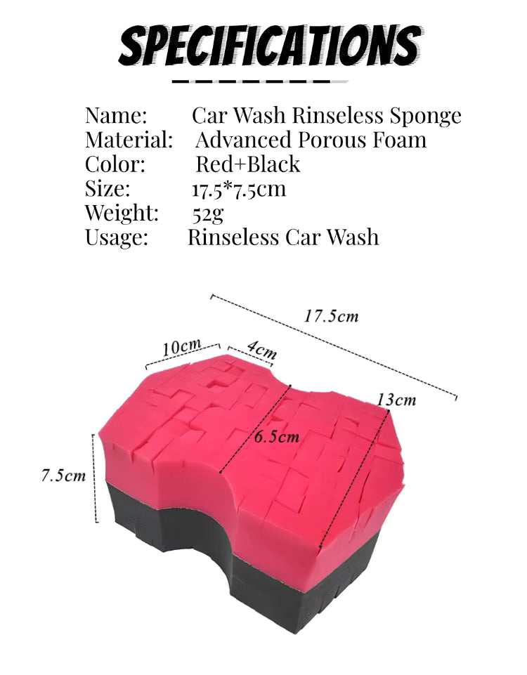 Big Grid 2.0 Double Side Cross-Cut Sponge - Better Grip and Access Tight Spaces for Rinse-less Car Wash