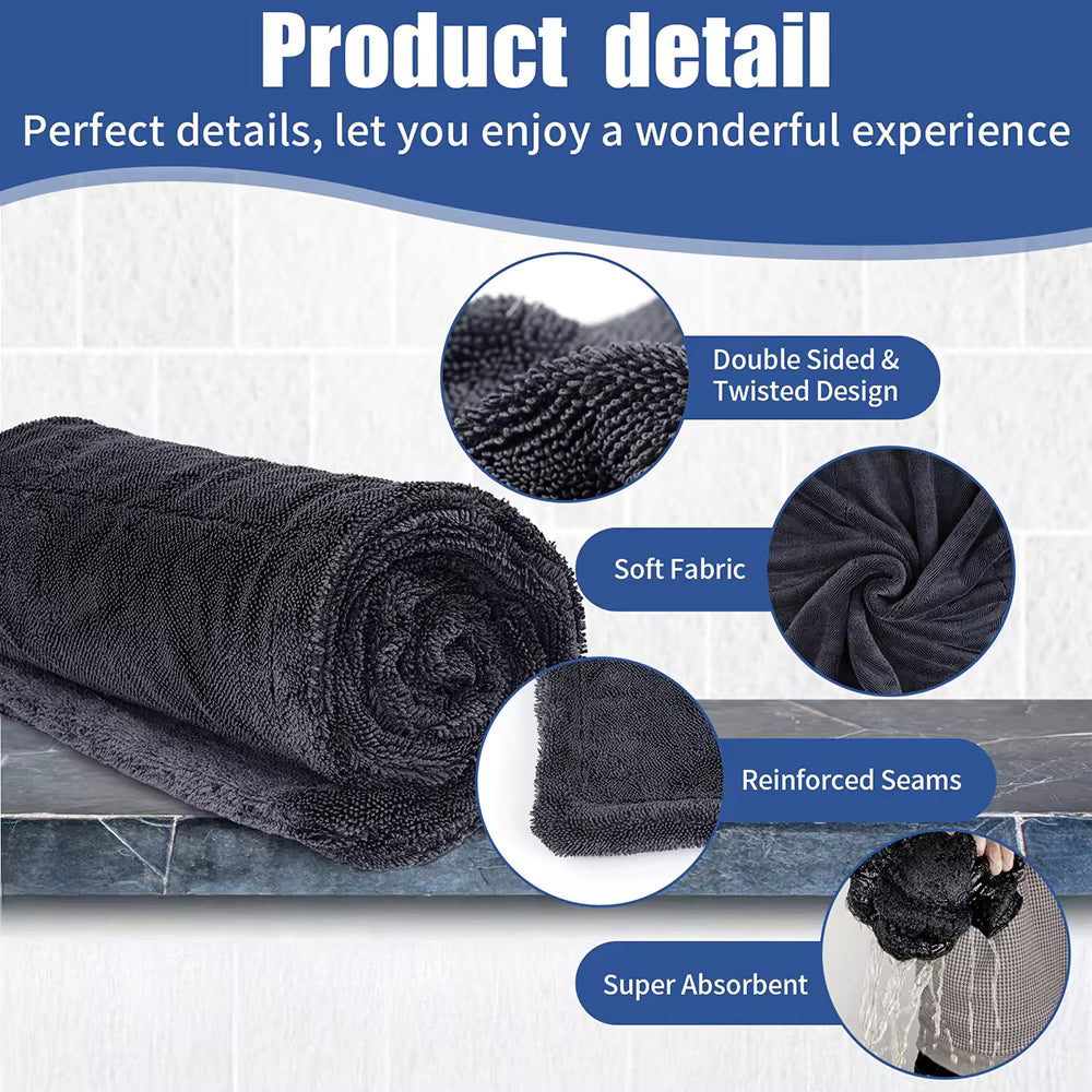 1300gsm Microfiber Drying Blanket AUTOBRIGHT Twist-Loop Edgeless Towel ShineShop.xyz.