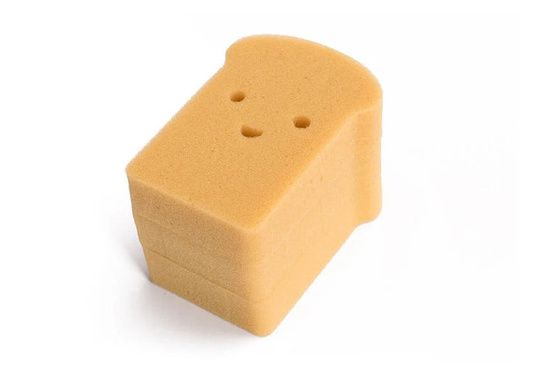 12pcs Smiley Bread Shaped Sponges, Innovative Dishwashing Pad Reusable Japanese Toast Kitchen Sponge