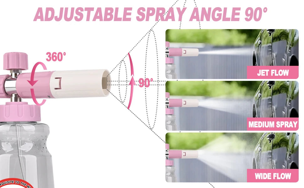 Pink Pressure Washer Foam Cannon - 1/4” Quick Connect