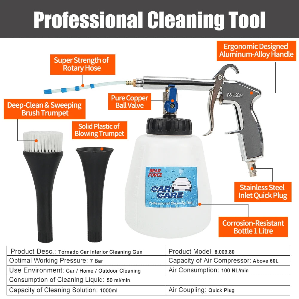 Atomizing Tornado Pneumatic Air Gun Interior Deep Cleaning Tool