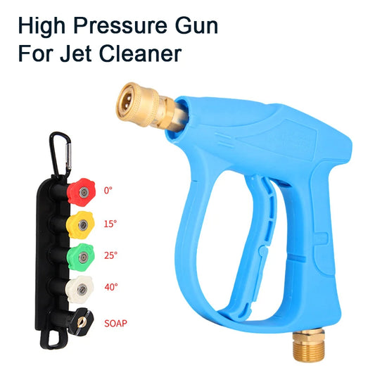 Blue 1/4" Quick Connect Pressure Washer Gun - M22-14 Thread with Nozzles