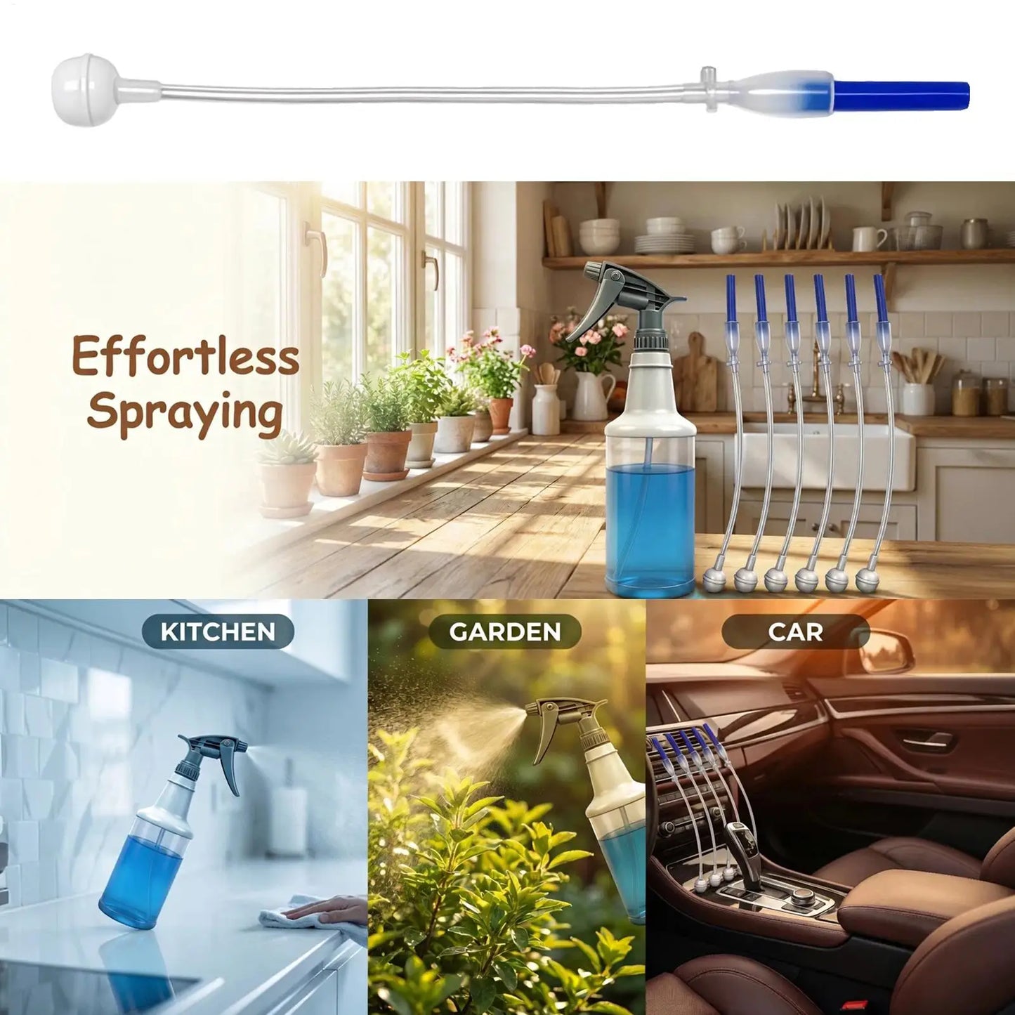 3pcs Weighted Flexible Pickup Tube for Spray Bottle - 360 Degree Universal Replacement