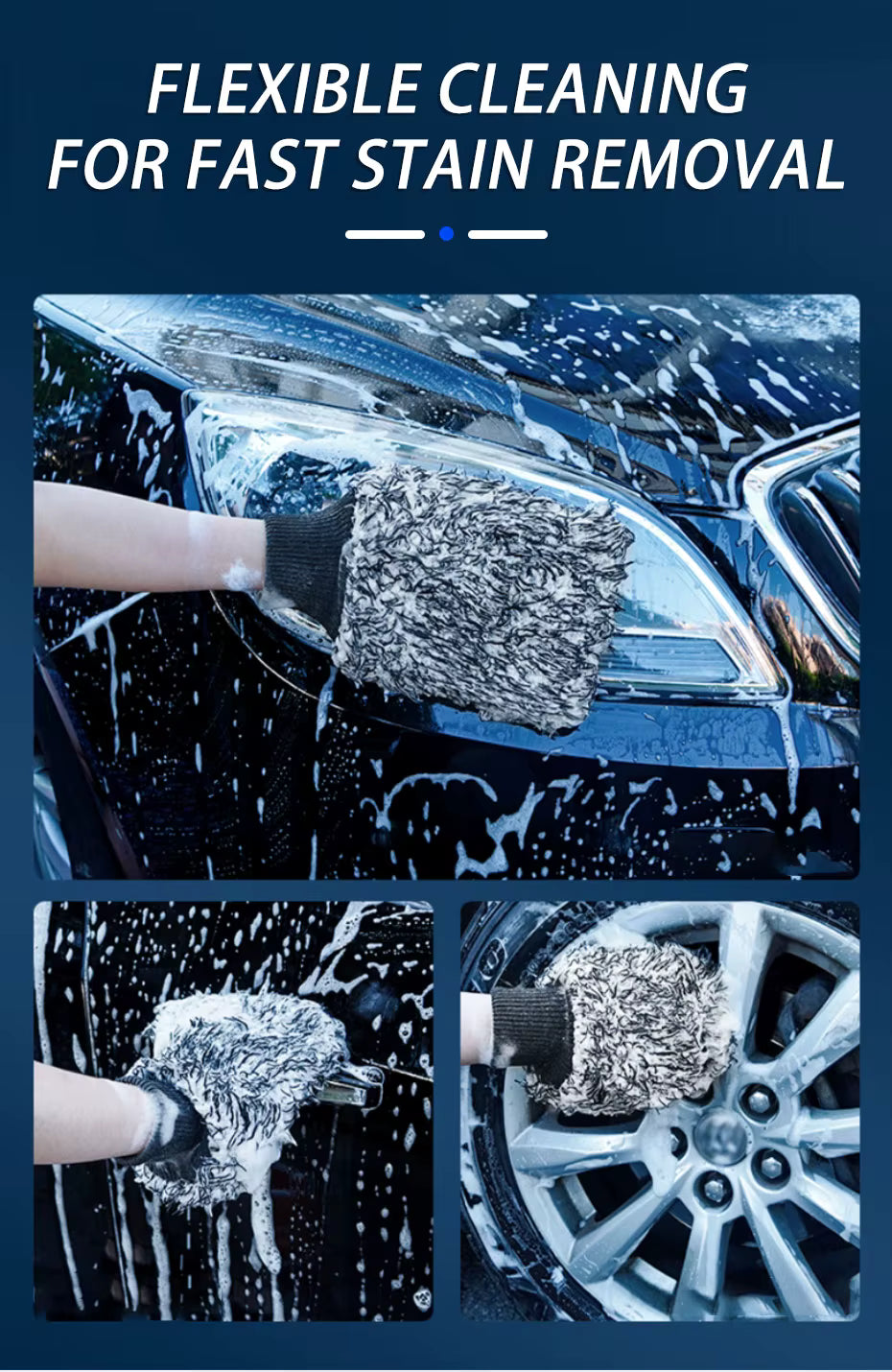 Ultra Soft Plush Microfiber Car Wash Mitt - Black Wristband ShineShop.xyz.