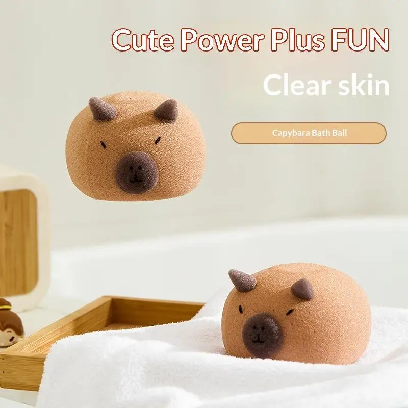 Capybara Cute Gentle Exfoliating Massage Cleaning Bath Sponge Ball Soft Foaming Scrubber