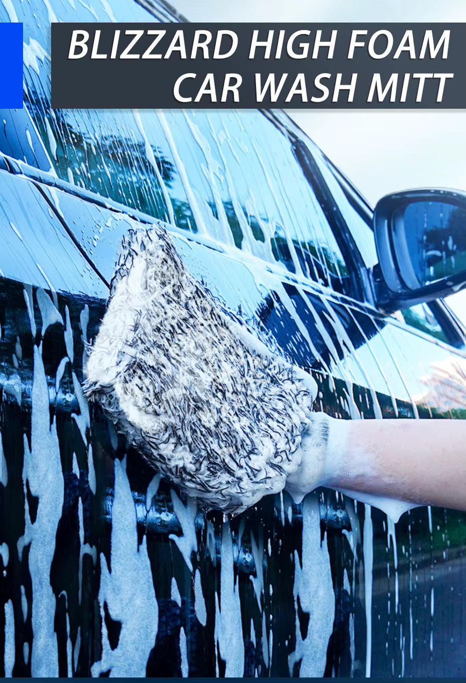 Ultra Soft Plush Microfiber Car Wash Mitt - Black Wristband ShineShop.xyz.