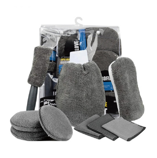 9-Piece Microfiber Car Wash Media Kit - Car Detailing Tools Set with Tire Brush, Wash Sponge, Microfiber Mitt