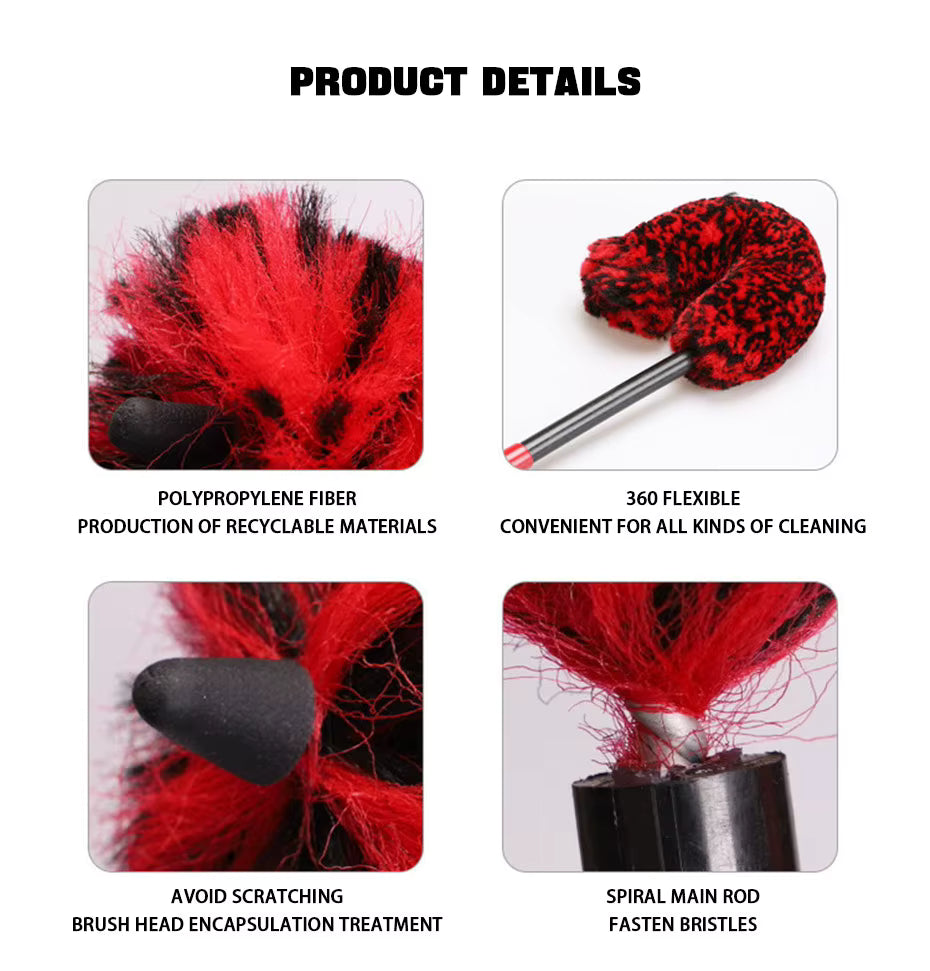 SEAMETAL Wheel Detailing Brush Microfiber Bendable Wool Style Cleaning Tools for Car Rim - Red ShineShop.xyz.
