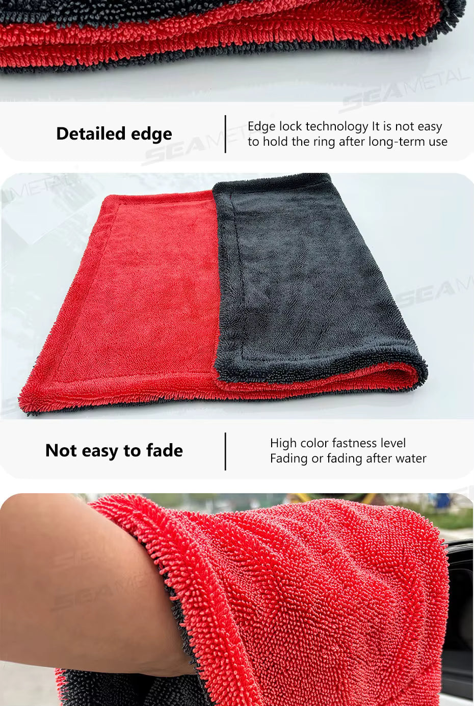 SEAMETAL High-end Microfiber Drying Blanket 1200GSM High Water Absorption Car Wash Towel ShineShop.xyz.