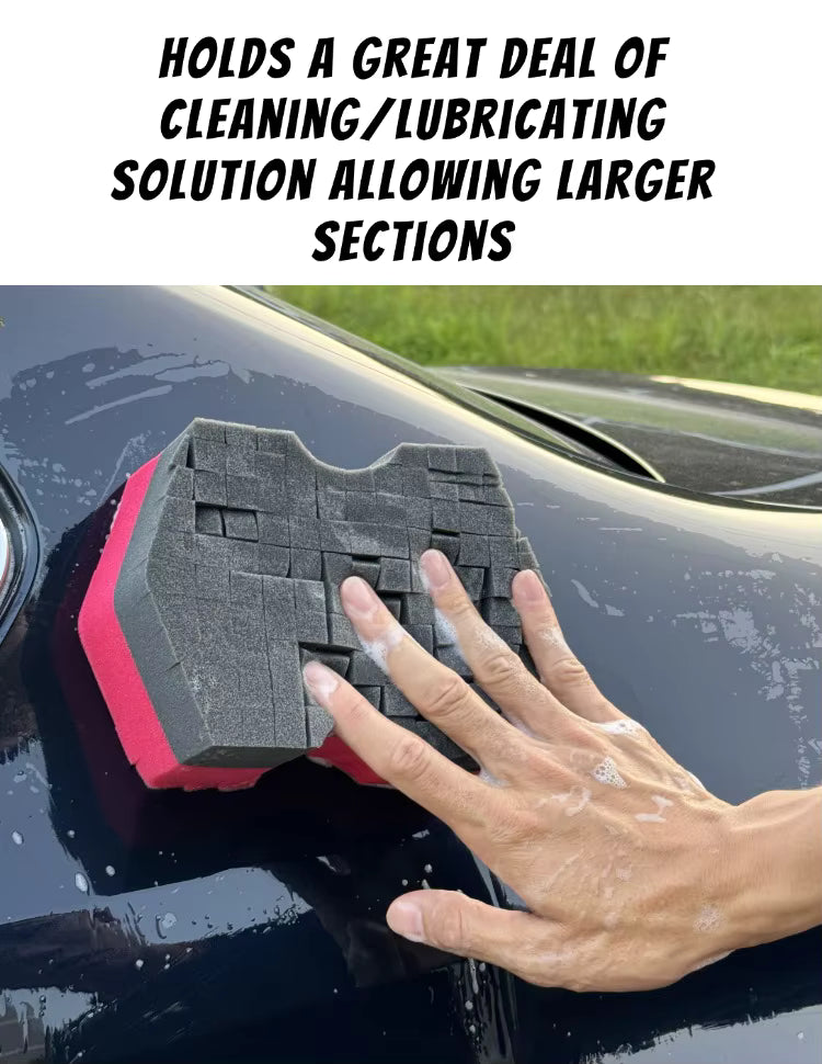 Big Grid 2.0 Double Side Cross-Cut Sponge - Better Grip and Access Tight Spaces for Rinse-less Car Wash