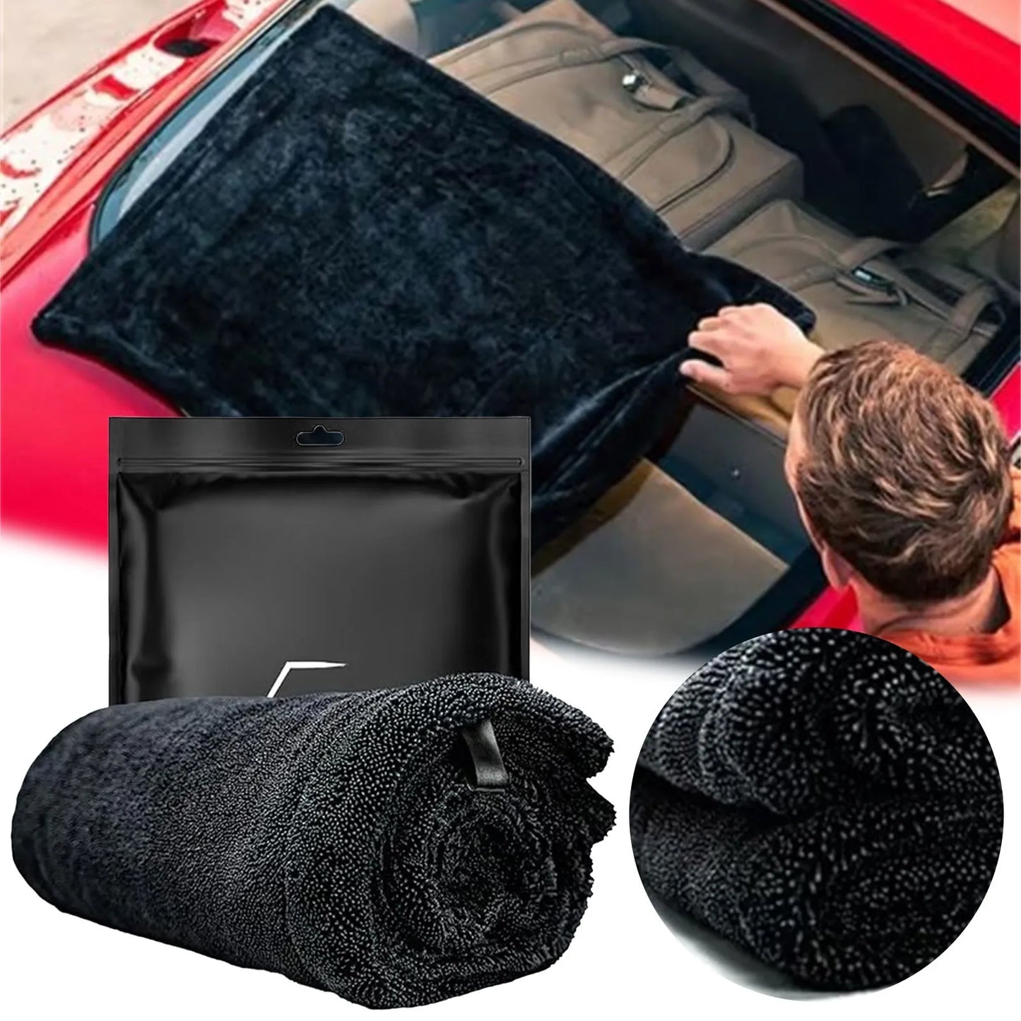 XL 3ft. Premium 1300GSM Drying Towel - Twist-Loop Braid Super Absorbent