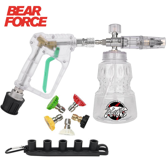 ALL-CLEAR Foam Cannon and Stubby Pistol Sprayer Combo by BearForce for Karcher Nilfisk Parkside Bosch Quick Connector Nozzles