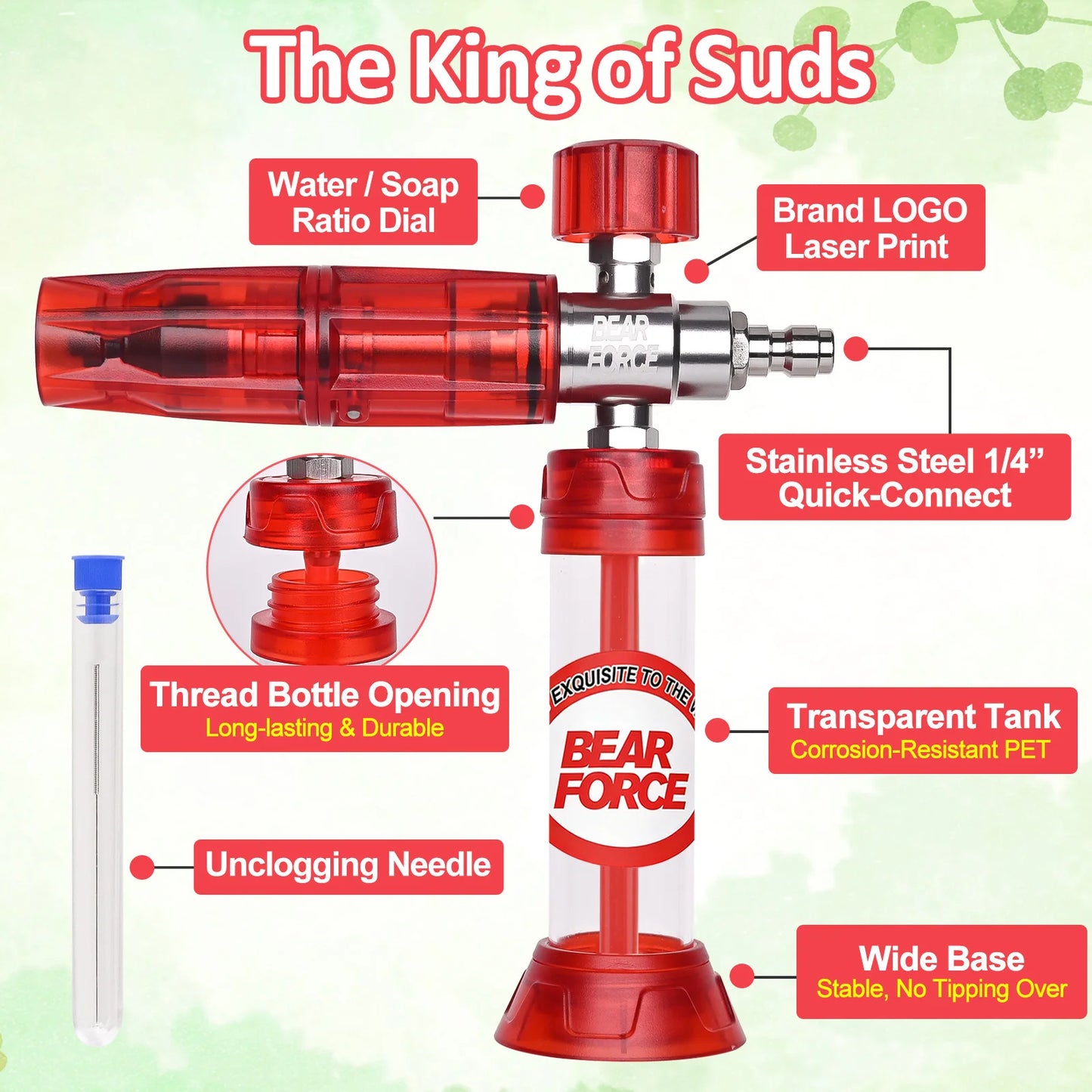 Upgraded Red Mini Foam Cannon Pro - No Water Added