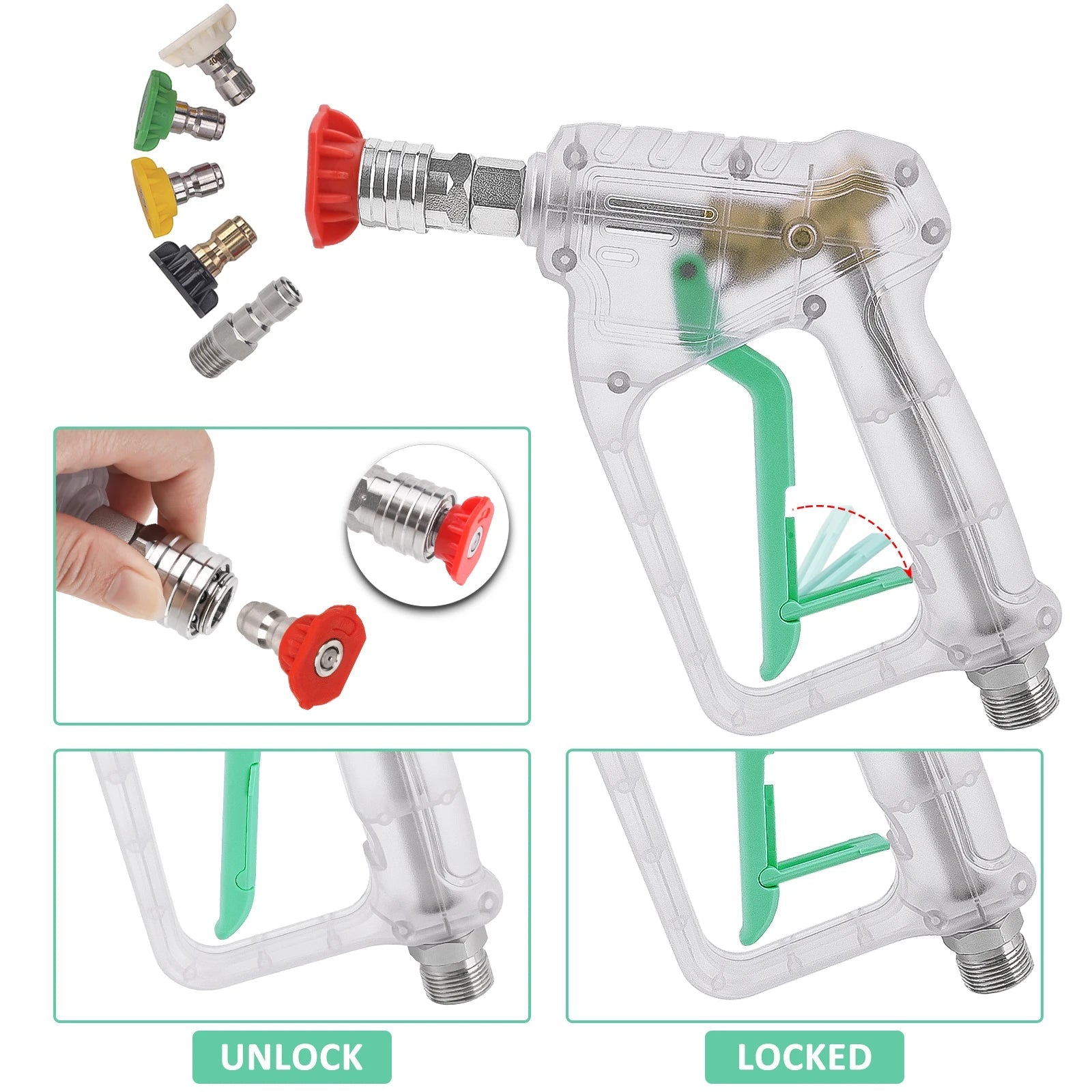 Foam Cannon and Stubby Pistol Sprayer Combo by BearForce for Karcher Nilfisk Parkside Bosch Quick Connector ShineShop.xyz.