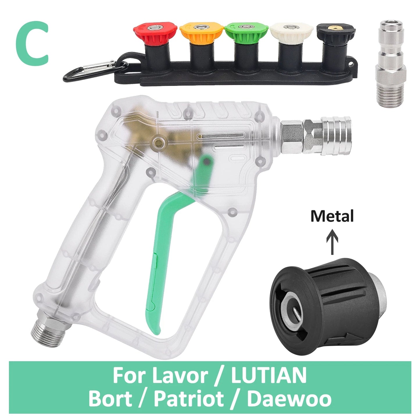 Transparent Pressure Washer Stubby Pistol Sprayer by BearForce for Karcher Nilfisk Parkside Bosch Quick Connector ShineShop.xyz.