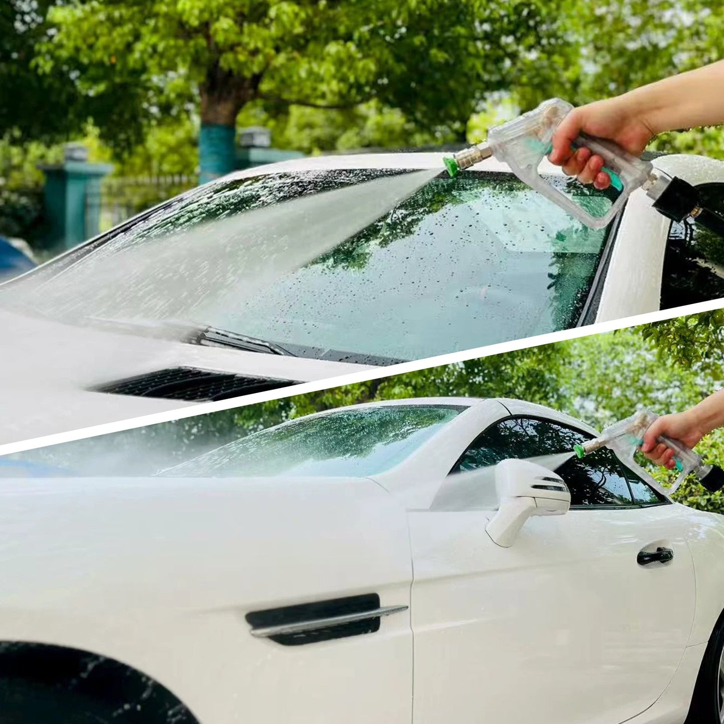 Stubby Pistol Spray Gun - Transparent Clear with Green Trigger Accent - Pressure Washer Upgrade with Quick Connector ShineShop.xyz.