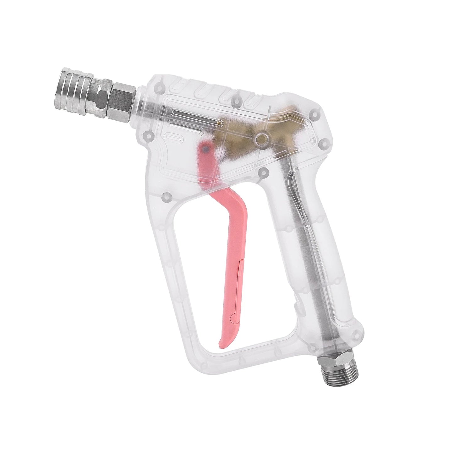 Stubby Pistol Spray Gun - Transparent Clear with Pink Trigger - Pressure Washer Upgrade with 1/4" Quick Connector ShineShop.xyz.