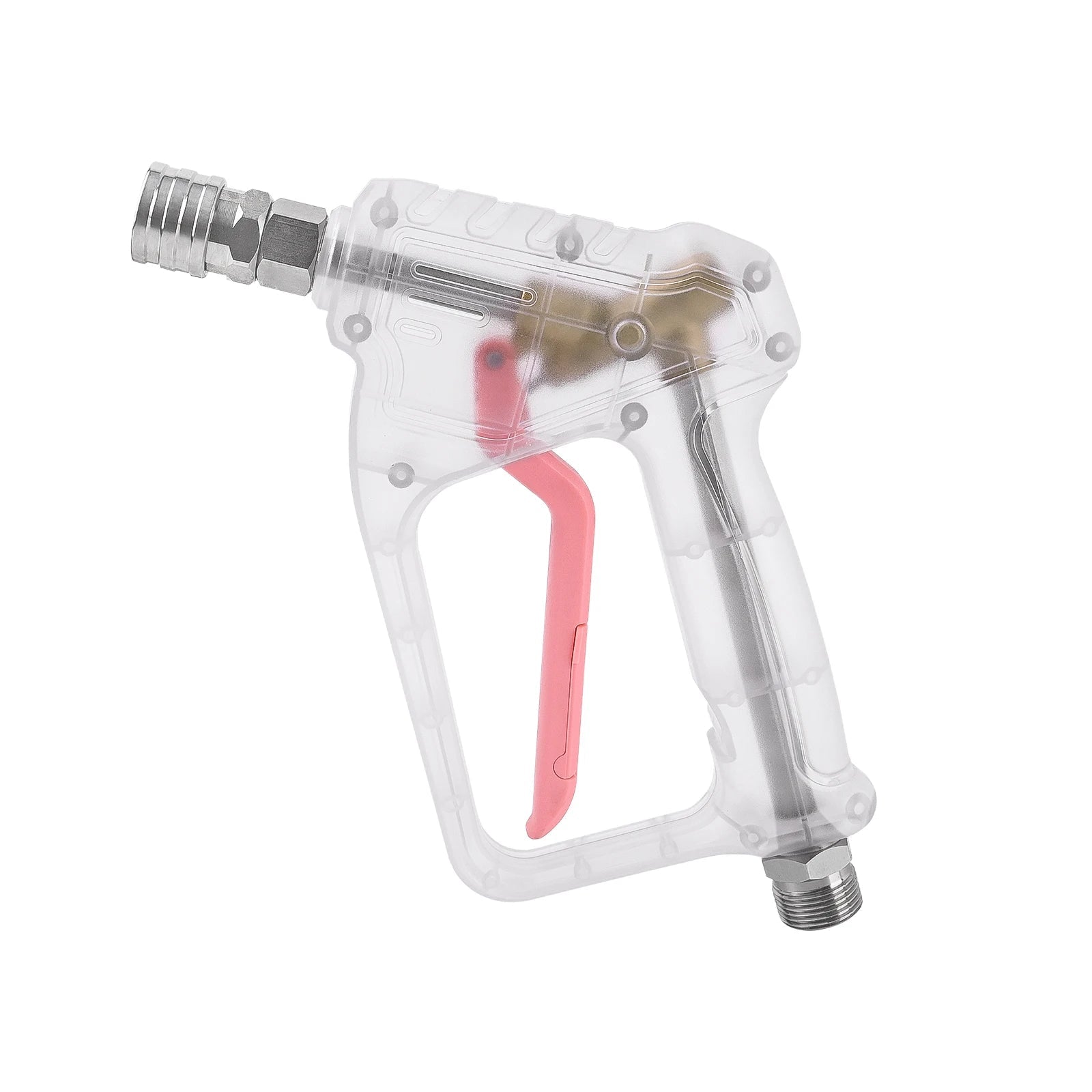 Stubby Pistol Spray Gun - Transparent Clear with Pink Trigger - Pressure Washer Upgrade with 1/4" Quick Connector ShineShop.xyz.