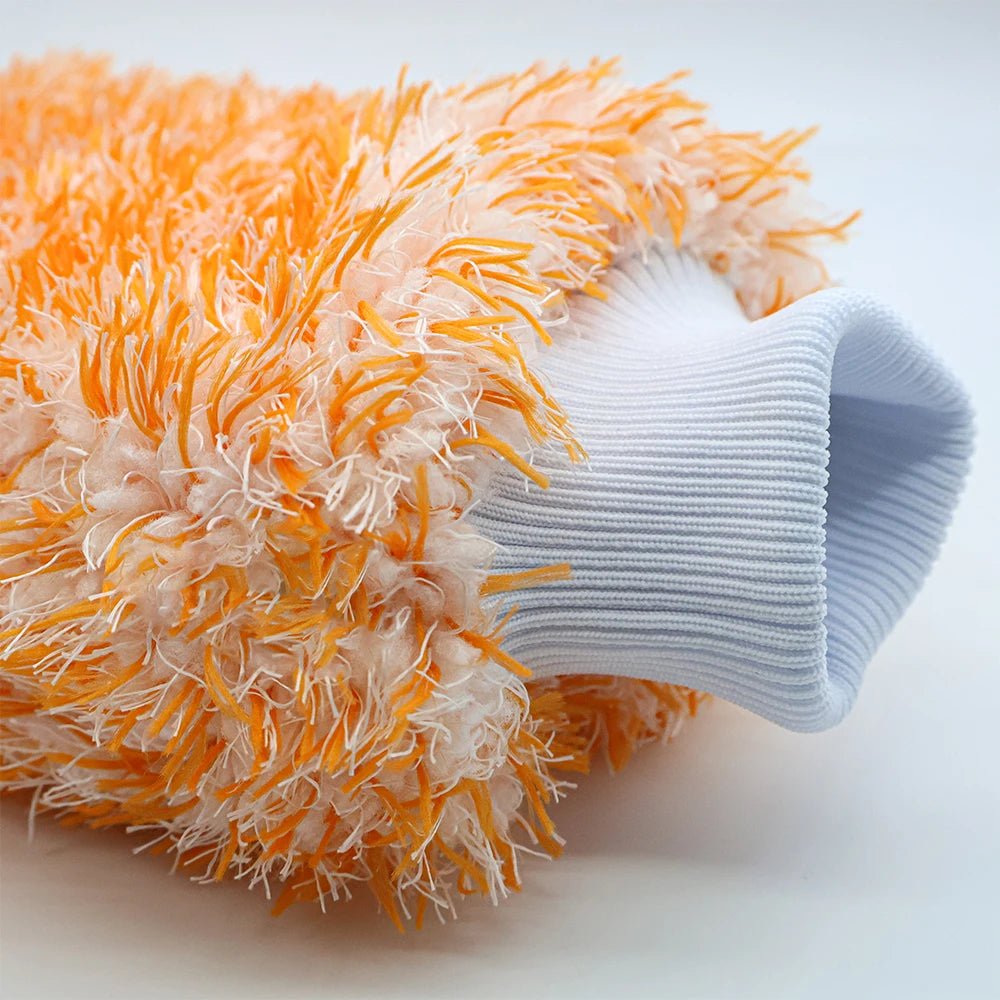 AUTOBRIGHT Orange Car Wash Glove Cleaning Mitt Thick Microfiber High Quality ShineShop.xyz.
