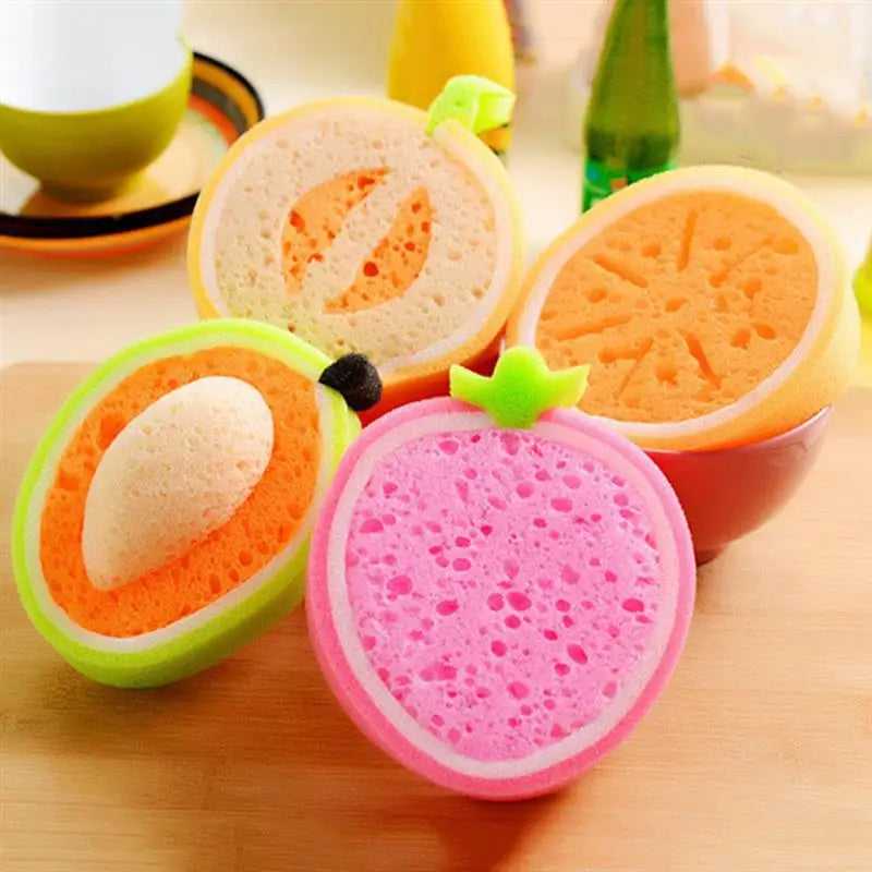 4 Pcs Fruit Shaped Sponges Bath Loofah Shower Body Wash