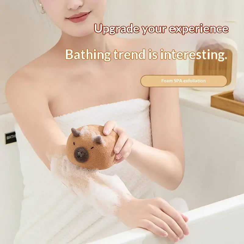 Capybara Cute Gentle Exfoliating Massage Cleaning Bath Sponge Ball Soft Foaming Scrubber