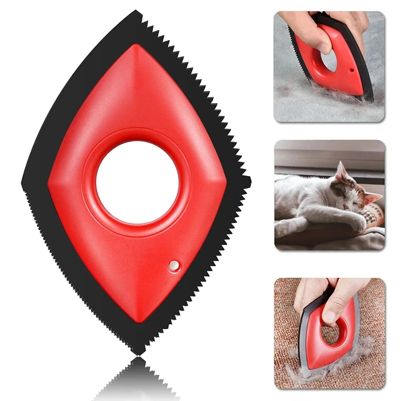 4 Sided Reusable Pet Hair Removal Tool Brush - Rubberized Diamond Comb