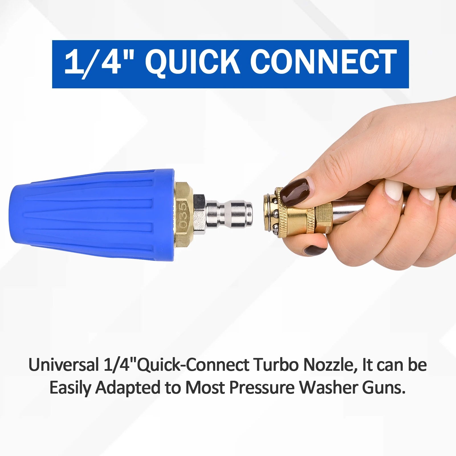 Blue Pressure Washer Turbo Nozzle, 360° Rotating 3000 PSI with 1/4" Quick Connector ShineShop.xyz.